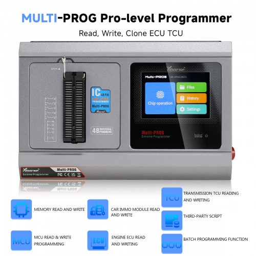 [EU/US shipping] Xhorse Multi Prog Multi-Prog Programmer ECU Gearbox Update of VVDI Prog with Free MQB48 License RH850 Expert Mode Batch Write Chips