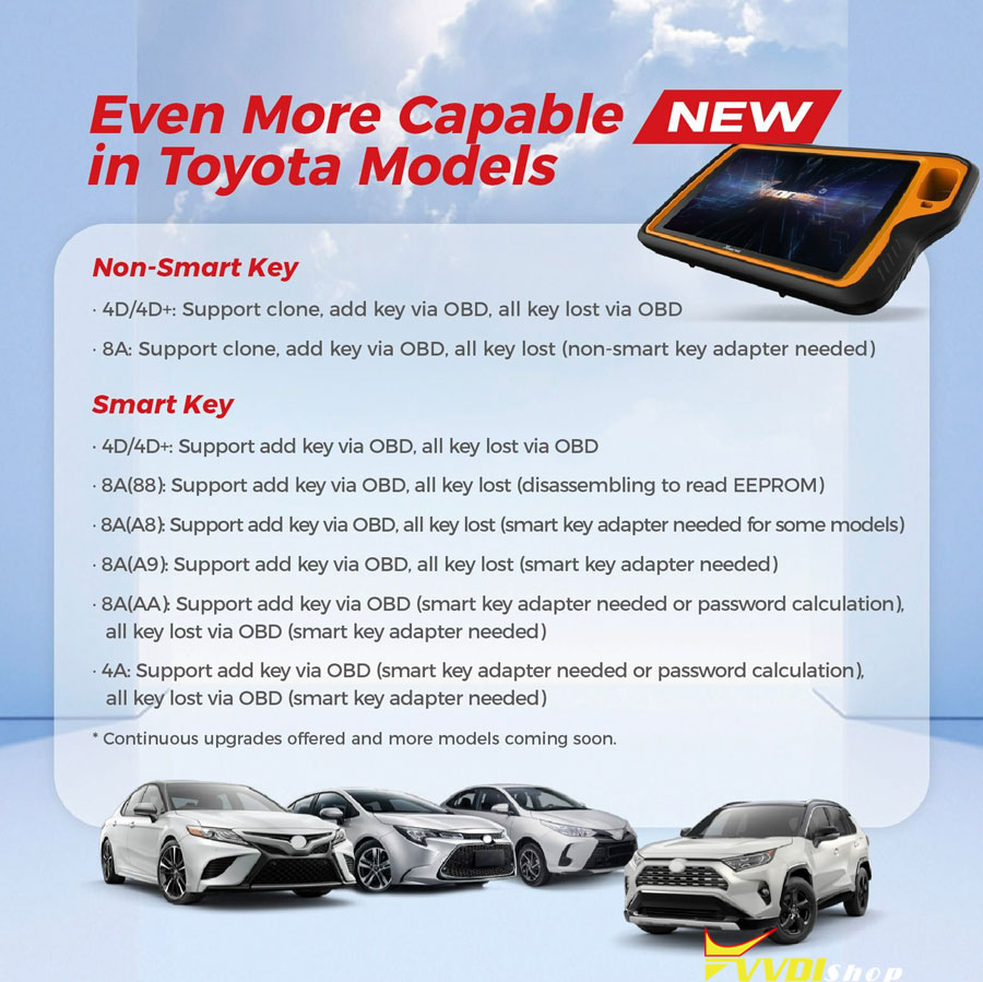 Xhorse Key Tool Plus Add Toyota 4D 8A 4A Add Key and AKL