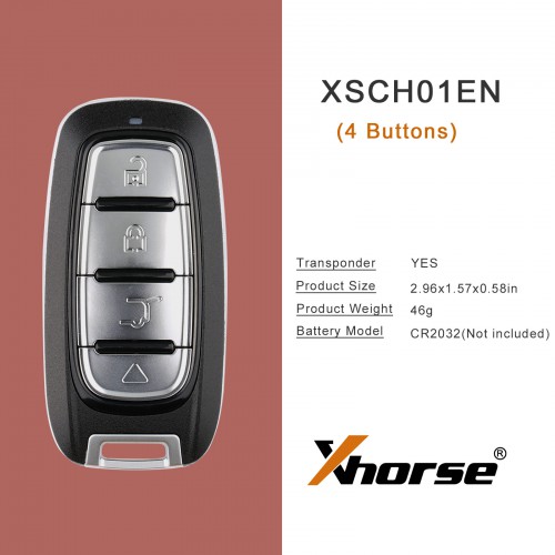 XHORSE XSCH01EN Chrysler Style XM38 Universal Smart Key for 4D-8A Chips 4-Buttons 5Pcs/Lot in stock