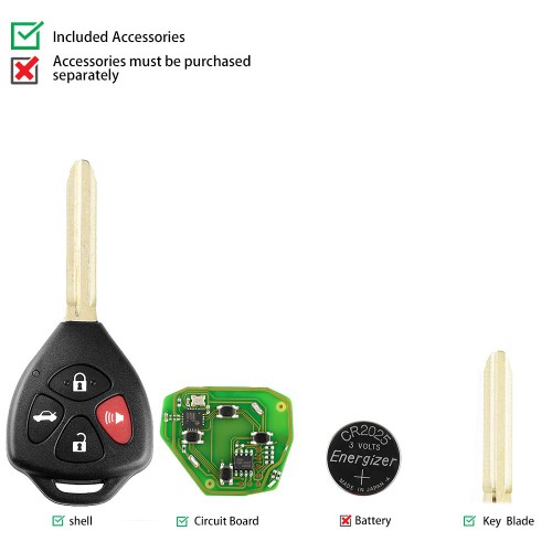 XHORSE XKTO02EN Toyota Style Flat 4 Buttons Wired Universal Remote Key 5pcs\lot