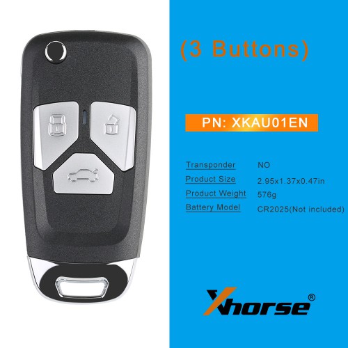 XHORSE XKAU01EN VVDI Universal Flip Wired Remote Key Audi Style 3 Buttons