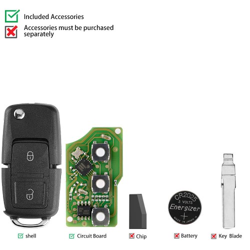 Xhorse XKB508EN Wire Remote Key B5 Style 2 Buttons 5pcs/lot