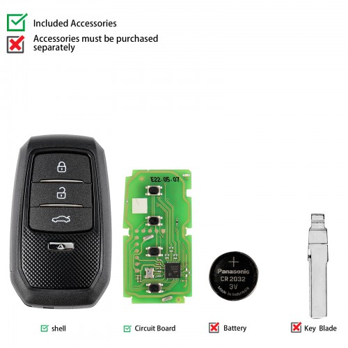 [In Stock] Xhorse XSTO01EN Toyota XM38 Smart Key 4D 8A 4A All in One with Key Shell Supports Rewrite