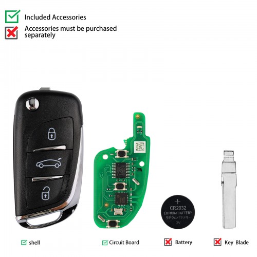 XHORSE XNDS00EN XN002 DS Style Wireless Universal Remote Key 3 Buttons 5 pcs/lot [UK Warehouse in Stock]