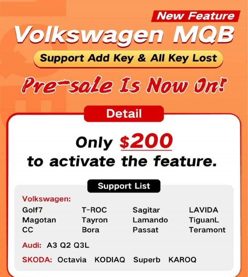 Xhorse VAG MQB48 License for Add Key and All Keys Lost used with VVDI Key Tool Plus, VVDI2 +VVDI Prog