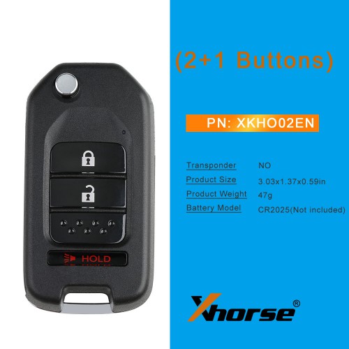 Xhorse XKHO02EN Honda Universal Remote Key Fob 2+1 Button 5 pcs/lot