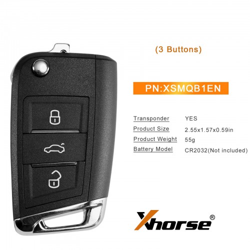 1 Pack Xhorse XSMQB1EN VW MQB Smart Proximity Remote Key 3 Buttons for VVDI2, VVDI Key Tool Max Pro, Key Tool Plus