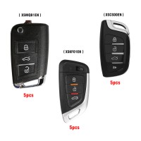 Xhorse 5Pcs Universal Smart Proximity + 5Pcs 4 Buttons Colorful Crystal Style Smart Key+ 5Pcs VW MQB Smart Proximity Remote