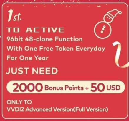 Xhorse VVDI Activate 96bit 48 Clone Function with One Free Token Everyday (For VVDI2 Full & VVDI Key Tool)