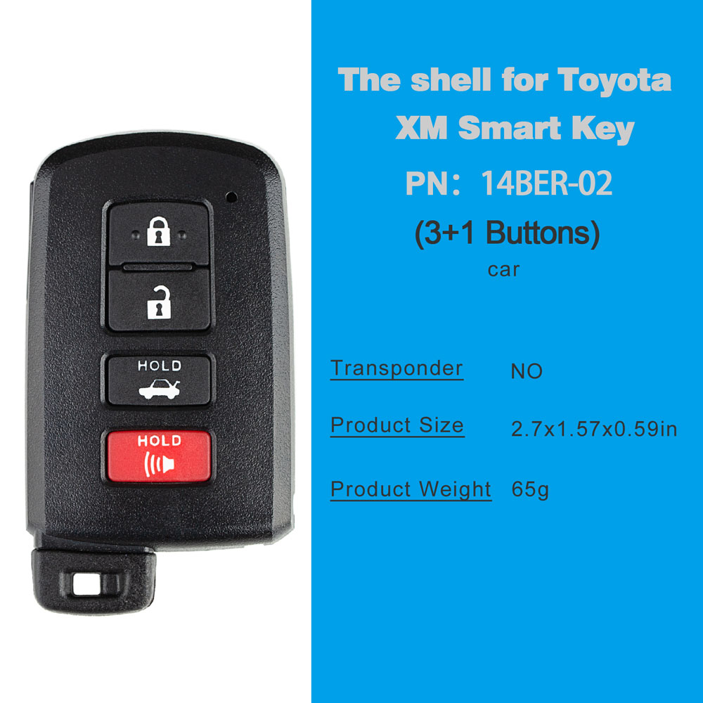 Xhorse VVDI Toyota XM Smart Key Shell 1742 3+1 Buttons 5Pcs