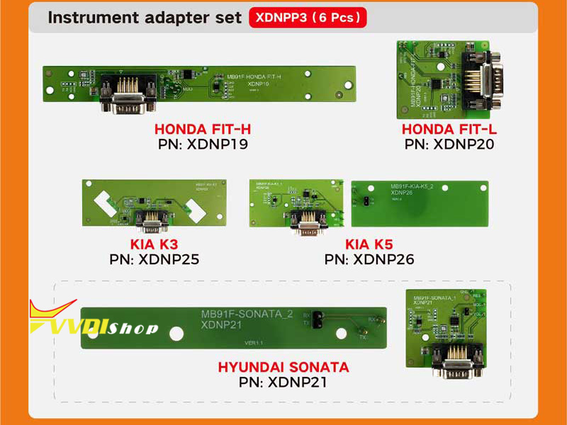 Xhorse XDNPP3 6 Pieces MB91F Instrument adapters
