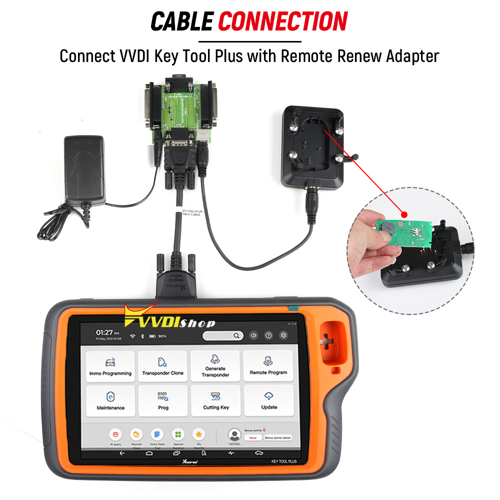 connect vvdi key tool plus with renew adapter