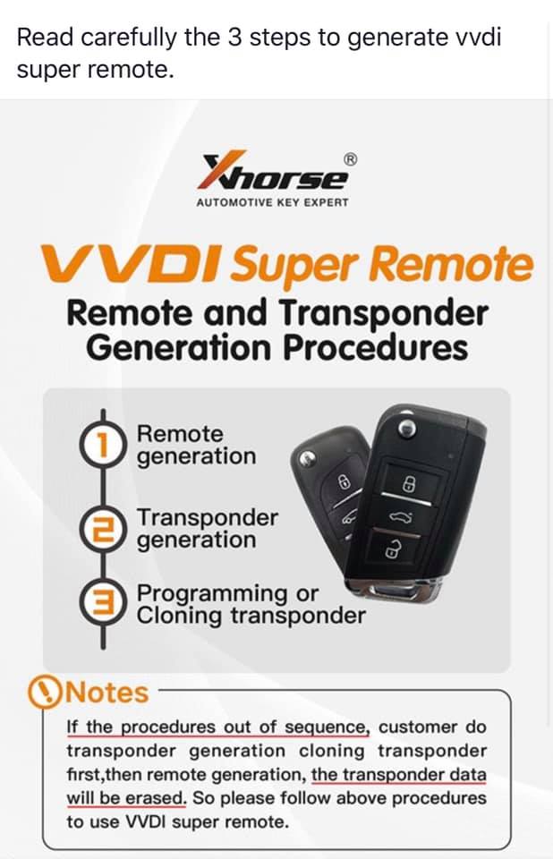 3 steps to generate xhorse super remote