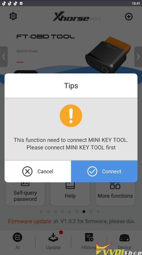 Generate emergency key function requires to work with vvdi mini obd tool