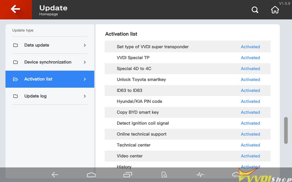 VVDI Key Tool Plus VAG Version License List 4