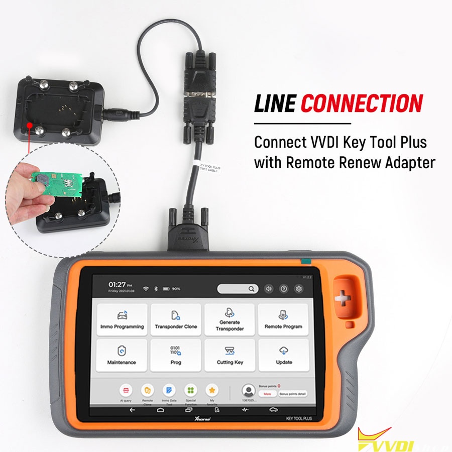 connect xhorse key tool plus with remote renew adapter 2