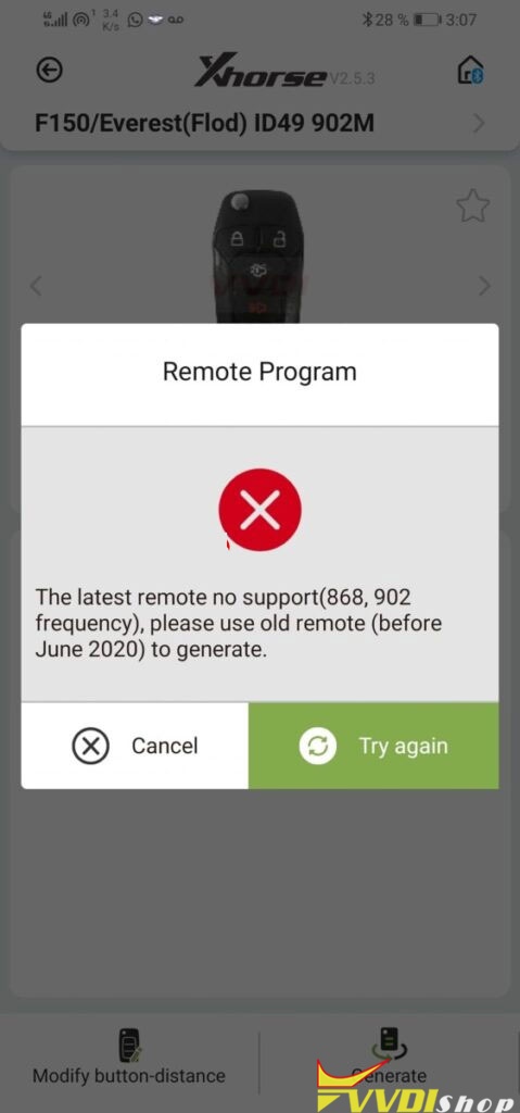 xhorse remote  latest remote no support 